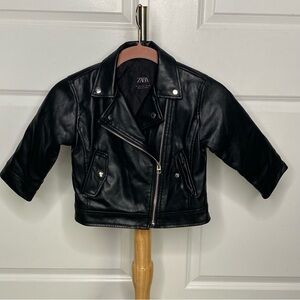 Zara 3-4 Years Black Leather Jacket